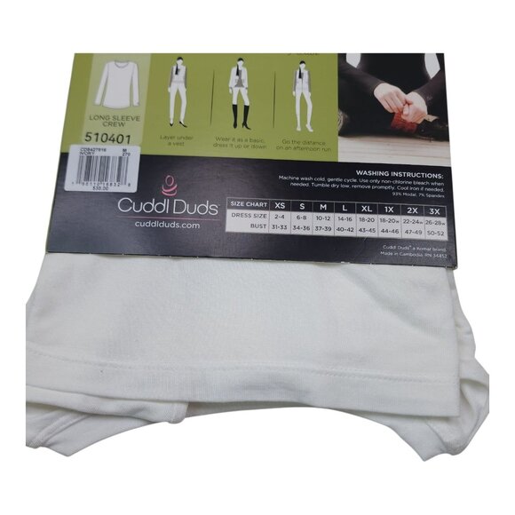 Cuddl Duds Softwear Long Sleeve Crew Medium Stretch Modal Blend Top Off White - Picture 3 of 13